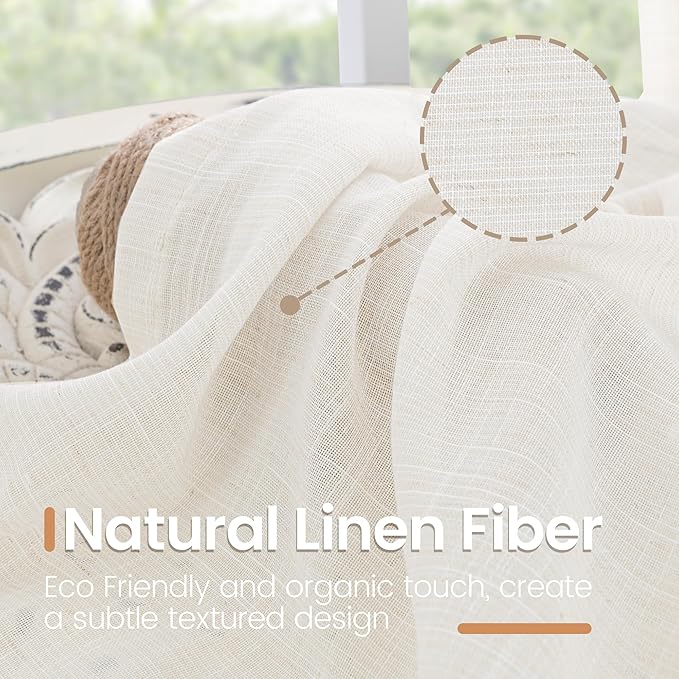 BGment Linen Curtains 36 Inch Length - Image 3