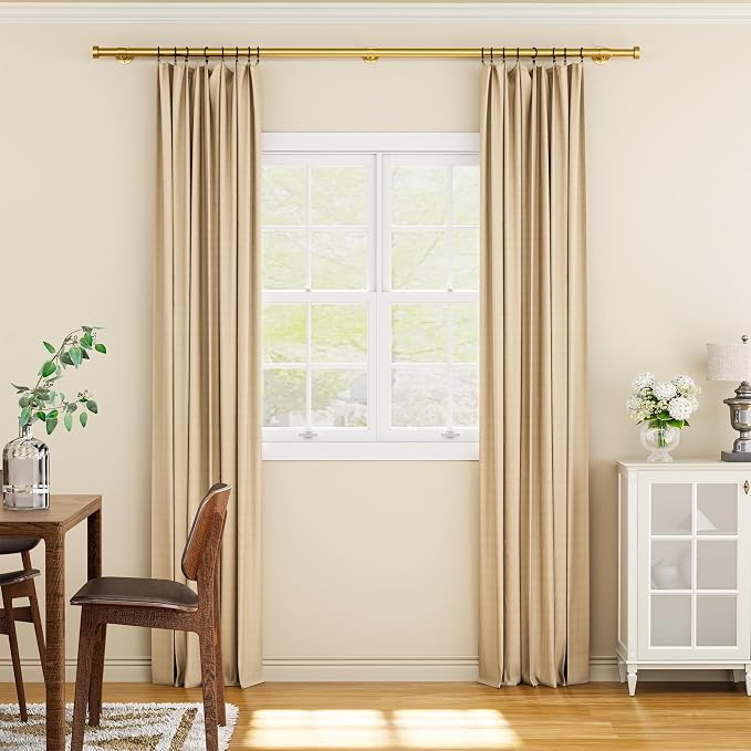 YaFex Heavy Duty Curtain Rods 32-90 Inch, 1 Inch Adjustable Gold Curtain Rod - Image 9