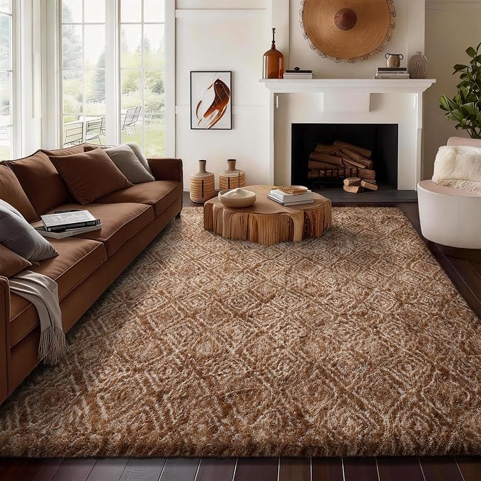 Ophanie Brown and White Diamond Striped Rugs - Image 2