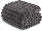 Exclusivo Mezcla Queen Size Flannel Fleece Blanket, Super Soft Striped Jacquard - Image 6