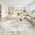Area Rug 10x14 Washable Rug, Vintage Boho Medallion Rugs Non-Slip Soft Low Pile by VECARF