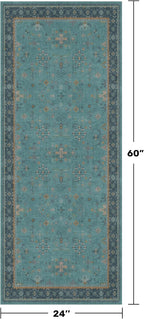 Teal Boho 2x5 Non Slip Small Kitchen Rug Runner - Image 2