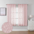 Lecloud Leia 54 Inch Living Room Blush Sheer Curtains 2 Panels, Lightweight by Lecloud