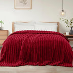 Exclusivo Mezcla Twin Size Flannel Fleece Blanket, Super Soft Striped Jacquard by ExclusivoMezcla