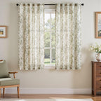 jinchan Linen Blend Floral Curtains by JINCHAN