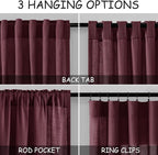 Nanspring Burgundy Linen Curtains 84 Inch Length 2 Panels Set - Image 2