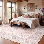 RELEANY Area Rugs 10'x14' Washable Non-Slip, Floral Vintage Distress Print - Image 2