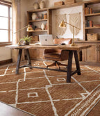 YIHOUSE Western Rugs for Living Room, 6x9 Moroccan Area Rug, Aztec Burnt Orange - Image 7