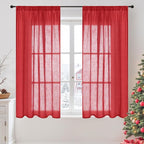 BGment Red Linen Curtains 45 Inch Length by BGment