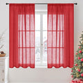 BGment Short Red Linen Curtains 48 Inch Length by BGment