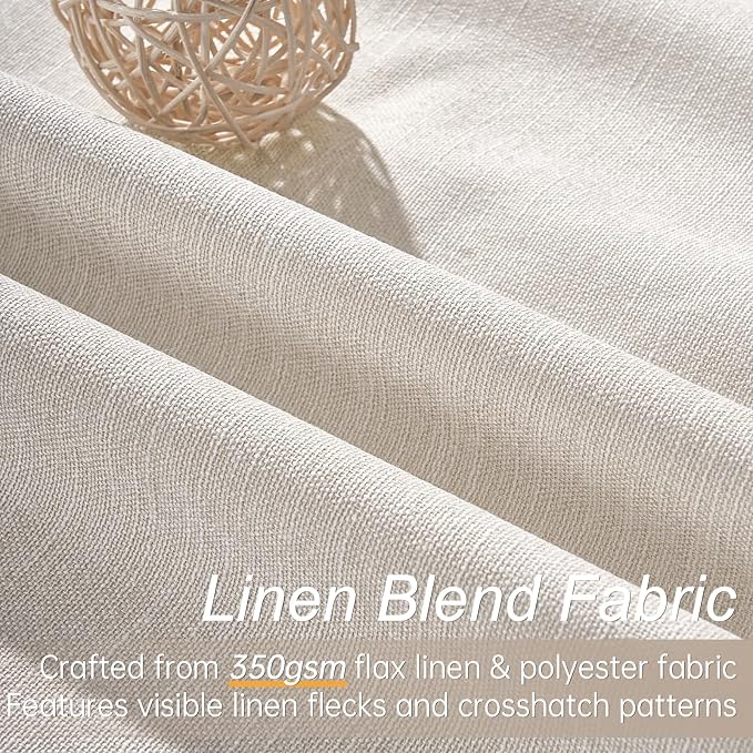 Topfinel Cream Linen Blackout Curtains 84 Inch Long - Image 3