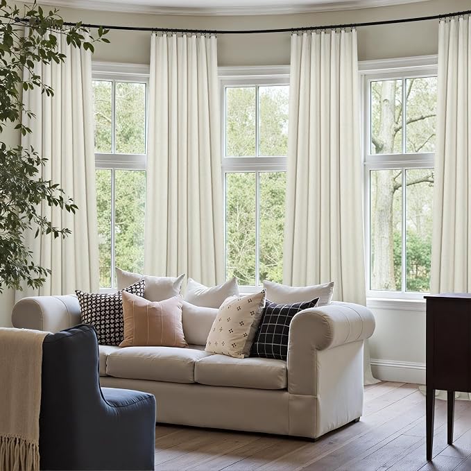Pitalk 72 Inch Curtains for Living Room Black Out Linen Back Tab Loops Room - Image 8