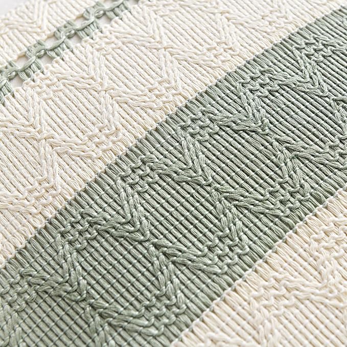 Fancy Homi Set of 1 Sage Green Boho Lumbar Decorative Throw Pillow Covers 14x24 - Image 4
