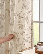 jinchan Floral Linen Curtains for Living Room 96 Inch Length Butterfly Curtain - Image 3