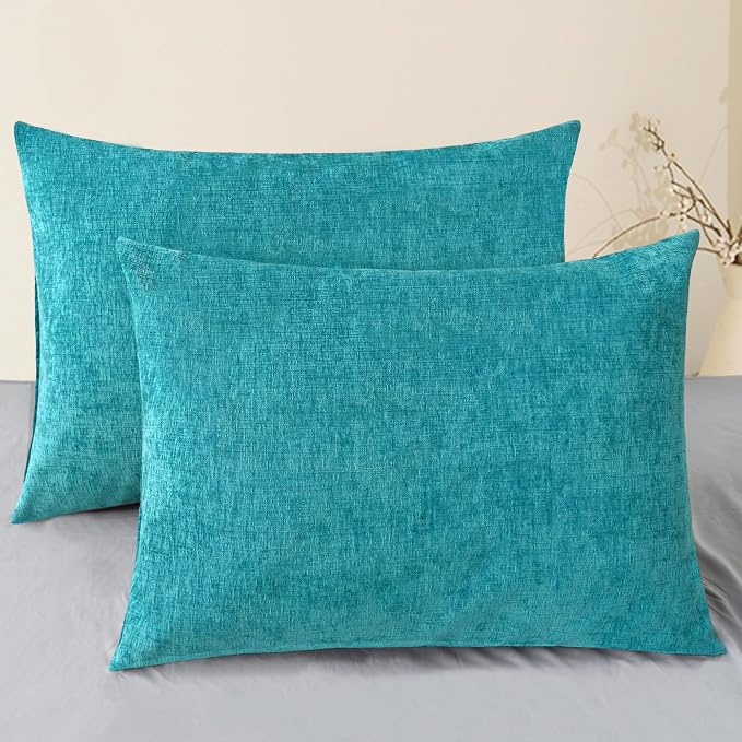 CaliTime Throw Pillow Covers Decorative 20 X 26 Inches Pack of 2 Cozy Chenille by CaliTime