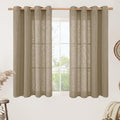 LAMIT Semi Sheer Linen Curtains 45 Inches Long, Light Filtering Panels Bronze by LAMIT