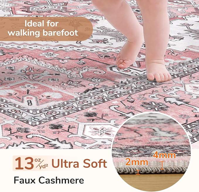OPPODREAM Soft Area Rugs 4x6, Low-Pile Washable Rugs 4x6 - Image 2