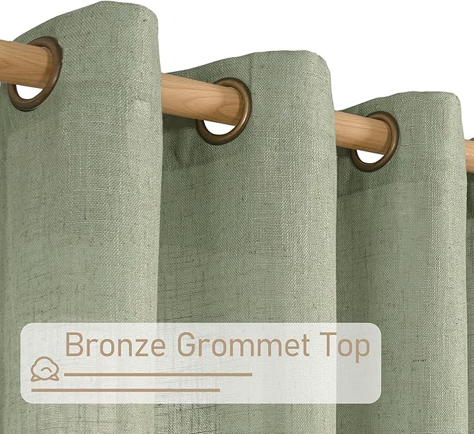 LAMIT Sage Green Linen Curtains 45 inches Length - Image 2