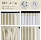 Topfinel 105 Inches Long Custom Black Out Thick Linen Drapery Panels, Cream - Image 5