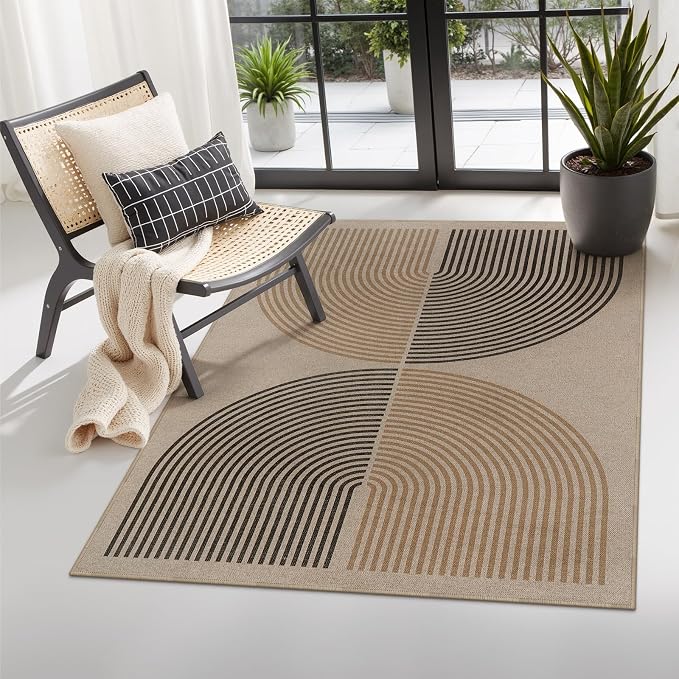 Lahome Modern Rainbow Easy Jute 3x5 Patio Rug, Washable Rugs by Lahome