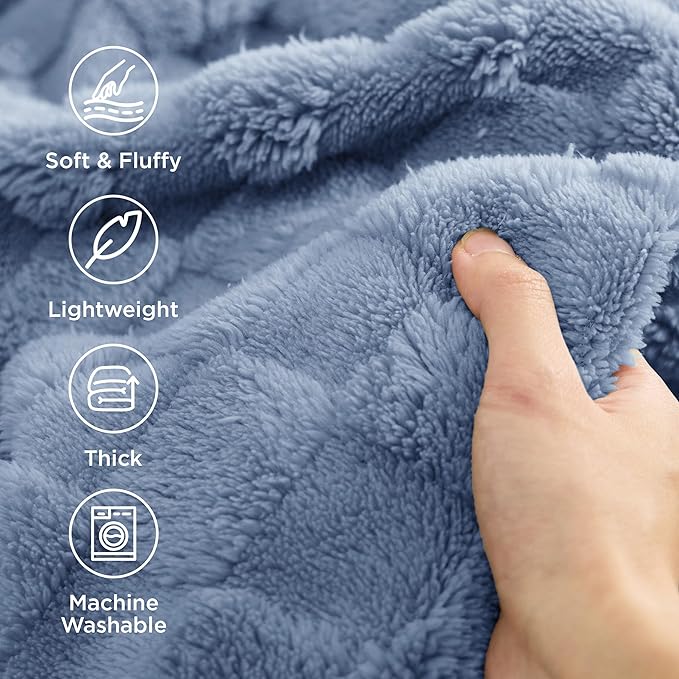 Bedsure GentleSoft Ashley Blue Throw Blanket - Image 4
