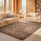 Ophanie Brown and White Diamond Striped Rugs by Ophanie