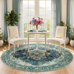 RELEANY Area Rugs 5ft Washable Non-Slip, Floral Vintage Distress Print Pattern - Image 2
