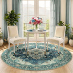 RELEANY Area Rugs 6ft Washable Non-Slip, Floral Vintage Distress Print Pattern - Image 2