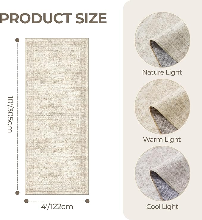 4x10 Runner Rug, Washable Hallway Runner Rug - Image 2