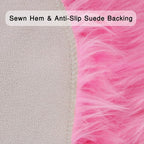 duduta Hot Pink Faux Sheepskin Round Rug 4x4 ft, Fluffy Shag Girls Bedroom - Image 4