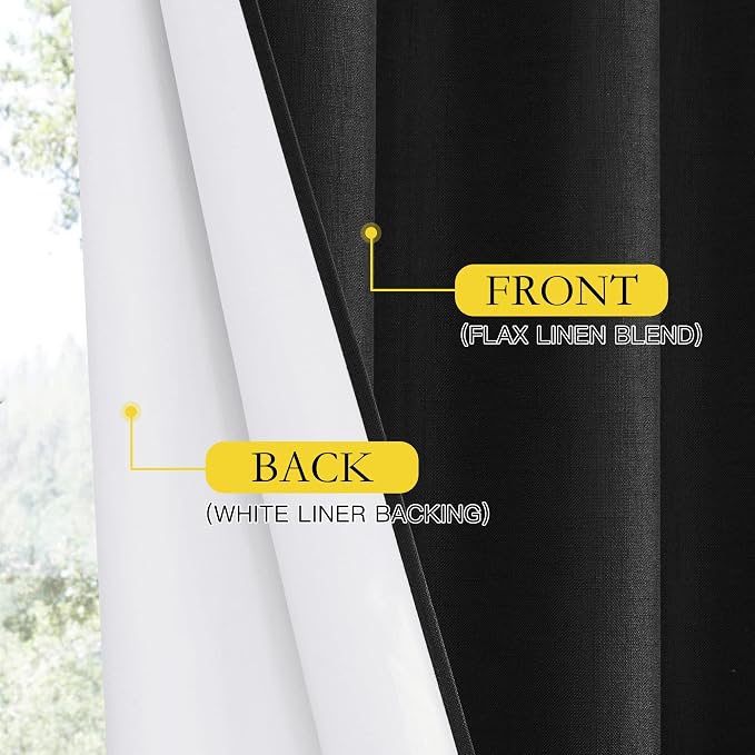 NICETOWN Vintage Open Linen Weave Flax Thermal Curtains, 100% Blackout Curtains - Image 5