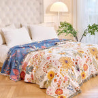 MSGKV Boho Throw Blanket for Bed 60"x80" Cotton Floral Twin Size Blanket - Image 5