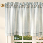 jinchan Linen Stripe Valance for Window 16 Inch Modern Rustic Farmhouse Valance by JINCHAN
