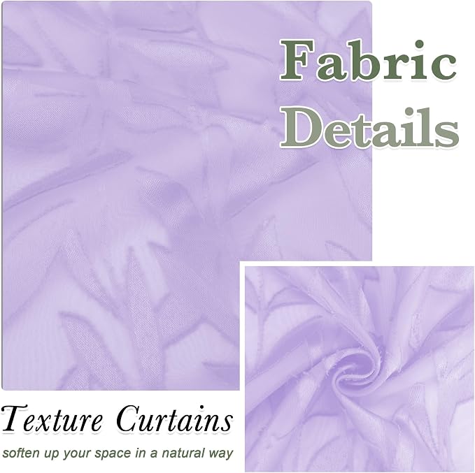 Lecloud Leia 2 PCS Light Purple Sheer Kitchen Curtains 36 Inch Length, - Image 9