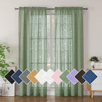 Simplebrand Sage Green Sheer Curtains 72 Inch Length 2 Panels by Simplebrand