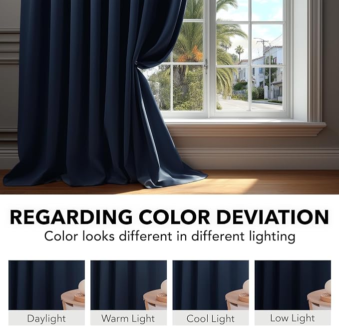 Deconovo Blackout Curtains, Thermal Insulated, W38 x L84 2 Panels, Back Tab - Image 6