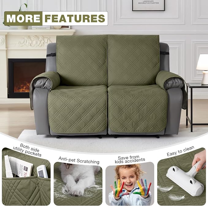 TAOCOCO 100% Waterproof Loveseat Recliner Covers 2 Seater, Split Loveseat Covers - Image 6