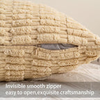 Pack of 2 Corduroy Decorative Throw Pillow Covers 20x20 InchSoft Boho Striped - Image 2