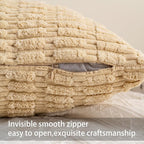 Pack of 2 Corduroy Decorative Throw Pillow Covers 12x20 Inch Soft Striped - Image 3