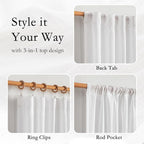 MYSKY HOME White Sheer Curtains 63 inch length Semi Sheer Curtains - Image 4