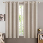 MIULEE Linen Textured Curtains for Bedroom Solid 100% Blackout Thermal by MIULEE