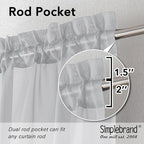 Simplebrand Light Grey Sheer Curtains 90 Inches Long 2 Panels, Light Filtering - Image 5