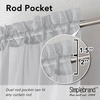 Simplebrand Light Grey Sheer Curtains 96 Inches Long, Light Filtering Silver - Image 2
