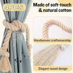 4 Pcs Hand Woven Curtain Tiebacks No Drilling - Image 5