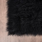 Goolela Black Round Rug 5ft Fluffy Fuzzy Sheepskin Carpet - Image 6