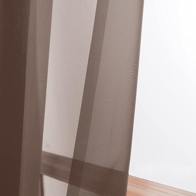 OWENIE Sheer Curtains, Chocolate Sheer Curtains 78 inch Length 2 Panels Set - Image 10