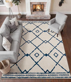 YIHOUSE Boho Rugs for Living Room, 8x10 Western Beige and Blue Area Rug - Image 8