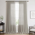 Silver Grey Linen Curtains 120 Inch Extra Long by Nanspring