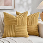 Fancy Homi 2 Packs Mustard Yellow Euro Decorative Throw Pillow Covers 26x26 Inch by Fancy+Homi