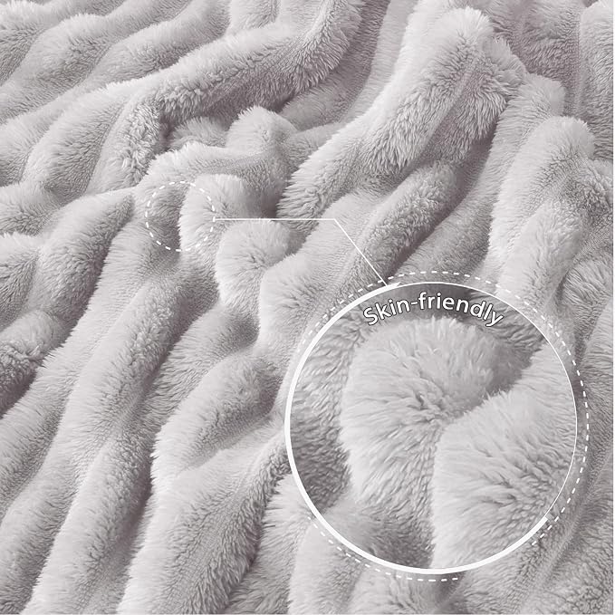 Exclusivo Mezcla Twin Size Flannel Fleece Blanket, Super Soft Striped Jacquard - Image 5